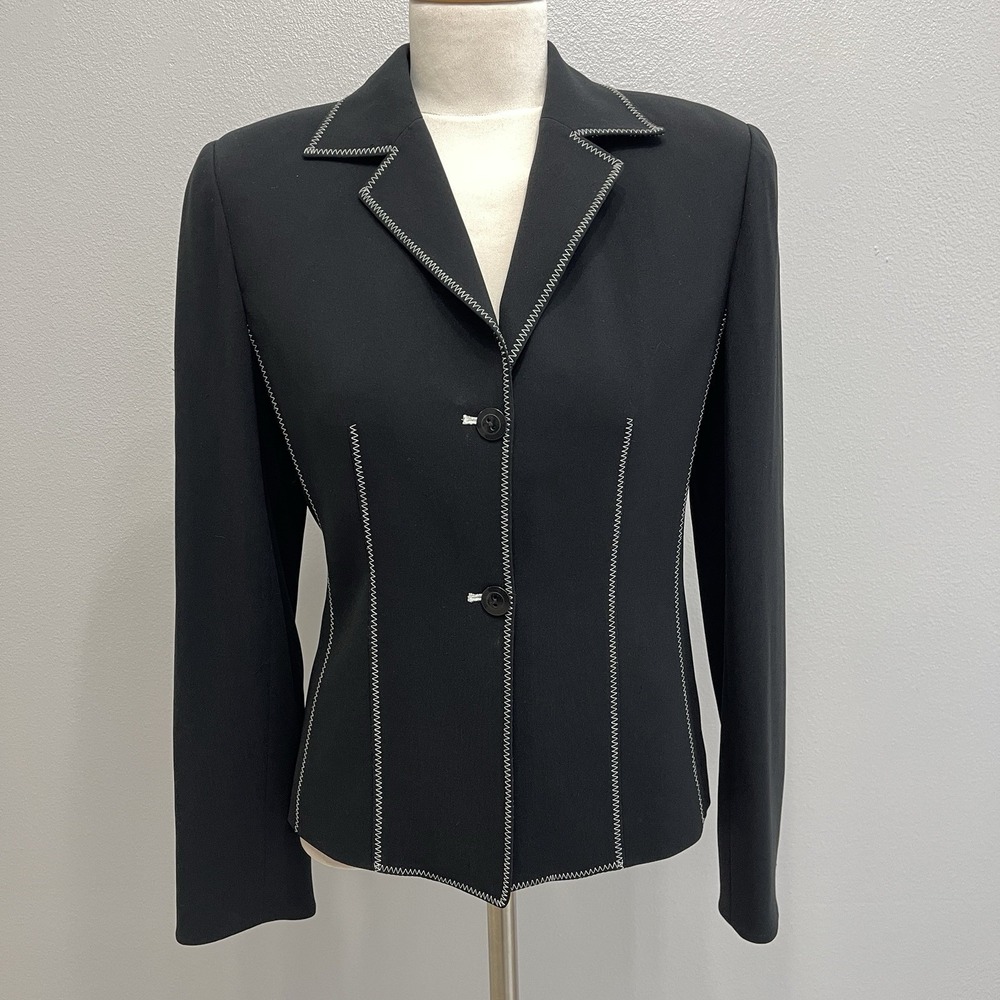 Aurelia Women's Blazer Jacket Size‎ 4 Black White Lined Long Sleeve